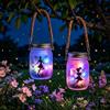 Caldarax 2 Pezzi Lanterne Solari da Esterno Appendere, Fata Farfalla in Barattolo di Vetro, LED Lanterna Solare da Esterno, IP65 Impermeabile Lampada Solare da Giardino per Terrazza Festa Decorazioni (Colore)