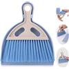 Cobee Set di Pulizia per Scopa e Paletta Piccola, Mini Frusta e Spazzola con Manico Portatile da Tavolo per la Pulizia del Tavolo da Pranzo (Blu)