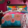 Loussiesd Bohemian Bedding Collection - Copripiumino, per letto matrimoniale, stile sudoccidentale, etnica, vintage, motivo floreale, con 2 federe, cerniera, in morbida microfibra, motivo Boemia, 3 pezzi