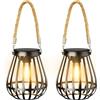 RECHOO Lampade solari per esterni da giardino, 2 pezzi, in metallo, per esterni, con lampadina a LED più grande, IP65, impermeabili, per esterni, terrazza, prato, balcone, cortile, decorazione da
