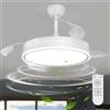 Dorlink Ventilatore da Soffitto con Luce 86CM,Telecomando,Pale Retrattili,Motore DC Silenzioso,6 Velocità, Reversibile, Dimmerabile,3000K-6500K,Reversibile,per Camera da Letto,Soggiorno,Bianco