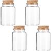 Lusofie 4 mini bottiglie di vetro trasparenti con tappo in sughero, piccoli barattoli vuoti con coperchio, barattoli per spezie, fiale in vetro, per decorazioni, regali, feste, spezie da cucina