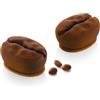 silikomart Stampo in Silicone Caffè 110 Accessori Professionali per Cucina e Pasticceria con Cutter ABS, 8 Cavità da 110 ml, Forma Chicco di Caffè