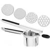 Windfromort Schiacciapatate - Schiacciapatate Acciaio Inox - Pressa per Patate, 4 Dischi Intercambiabili, Manico Ergonomico Antiscivolo, Facile da Pulire, Perfetto per Purè, Alimenti per Bambini