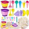 Echehi Giochi da Spiaggia Per Bambini 31 Pezzi, Set Giochi Giardino, Giocattoli Sabbiera Con Secchiello Mare 2L, 16'' Pallone Bambini Gonfiabile, Stampi Per Gelato, Gemme, Con Confezione Regalo