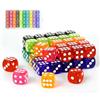 Dianfen 50 Pezzi 14mm Dadi da Gioco 6 Facce, 10 Colori, Dadi A 6 Lati Set Acrilici Traslucidi, Dadi con Angoli Arrotondati per l'intrattenimento di gioco e l'assistenza matematica