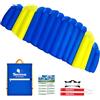 SimxKai Tappetino a due fili - 2,5 m, tela rinforzata, volo facile e stabile, 2 x 25 m su winder con passanti (blu e giallo)