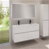 evineo ineo5 evo mobile La: 120 cm con 4 scomparti estraibili, lavabo doppio slim bianco opaco, con specchio illuminato ineo,, BE0837WM+BE0960WH+BEA012MI, ineo5 evo [Mobili da Bagno > Set Mobili da Bagno]