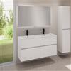 evineo ineo5 evo mobile La: 120 cm con 4 scomparti estraibili, lavabo doppio slim bianco opaco, con specchio illuminato ineo,, BE0837WM+BE0960WM+BEA012MI, ineo5 evo [Mobili da Bagno > Set Mobili da Bagno]
