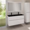 evineo ineo5 evo mobile La: 120 cm con 4 scomparti estraibili, lavabo doppio slim nero opaco, con specchio illuminato ineo,, BE0837BM+BE0960WH+BEA012MI, ineo5 evo [Mobili da Bagno > Set Mobili da Bagno]