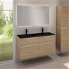 evineo ineo5 evo mobile La: 120 cm con 4 scomparti estraibili, lavabo doppio slim nero opaco, con specchio illuminato ineo,, BE0837BM+BE0960OA+BEA012MI, ineo5 evo [Mobili da Bagno > Set Mobili da Bagno]