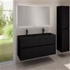 evineo ineo5 evo mobile La: 120 cm con 4 scomparti estraibili, lavabo doppio slim nero opaco, con specchio illuminato ineo,, BE0837BM+BE0960BM+BEA012MI, ineo5 evo [Mobili da Bagno > Set Mobili da Bagno]