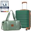 COOLIFE Ryanair Valigia Bagaglio a mano,Valigie,Trolley,Valigia da cabina 55×35×20,Chiusura a combinazione laterale con TSA (Bianco/Marrone, 55×35×20) (Verde scuro, 55×40×20 -Set 2pzs)