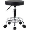 KKTONER Sgabello Regolabile in Altezza Rotondo in Pelle PU, Poggiapiedi Comodo e Piccolo, Ideale per Salotto, Studio e Ufficio (Black)