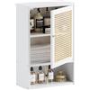 HITNET Armadietto Bagno Sospeso in Rattano, Pensile Bagno in Bambù sopra la toilette, mobiletto medicinali con Ante e Ripiano Aperto per Soggiorno, Cucina, Ingresso, Bianco