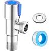 Ctyjia 1 Pezzi Valvole Angolari in Acciaio Inox, Valvola di Regolazione 1/2, Valvola Angolo Del Rubinetto con Nastro in PTFE, per Acqua Calda Fredda, Blu