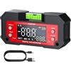XUNTOP Inclinometro Digitale a Doppio Asse con Display LED 0.1°, Misura Asse X 4×90°±0.2° e Asse Y ±60°±0.3°, Base Magnetica Doppia, Ricarica Tipo-C, Bolla Livella Integrata, per Lavorazione Legno