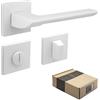 APECS Maniglie per porte interne, maniglia moderna per porta d'ingresso e porta interna con rosette quadrate maniglia per porta bianca opaca set con materiale di montaggio montaggio modello ELECTRA WC