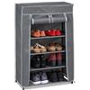 Relaxdays Scarpiera Salvaspazio, 5 Ripiani, 15 Scarpe, Rivestimento in Tessuto, Portascarpe, 90x60x30 cm, Antracite