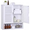 Relaxdays Armadietto pensile Bagno, 3 Scomparti, HBT: 66 x 59 x 21 cm, Ante a lamelle, Chiusura Magnetica, Sottile
