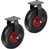 Relaxdays Set 2 Ruote fisse 3,00-4, Fino a 120 kg, Gomma, Piastra Acciaio, pneumatiche, Nero/Rosso,