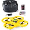 Carson Cyber Drone Space Taxi 2.4G 100% RTF - 100% pronta al volo, drone RC radiocomandato, incluse batterie e radiocomando, quadricottero per bambini, giocattolo, giallo