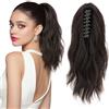 Silk-co Coda Capelli Extension Finta di Cavallo Ricci Mossi con Pinza Clip Ponytail 30cm 80g Castano Scuro