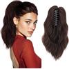 Silk-co Coda Capelli Extension Finta di Cavallo Ricci Mossi con Pinza Clip Ponytail 30cm 80g Castano Ramato Scuro