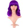MapofBeauty 14 Pollice/35 cm Corto Wavy Bob Parrucche Con Frange Shoulder Lunghezza Ricci Parrucche Flat Bang Capelli Sintetico Parrucca (Vivid Violetto)