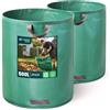 VOUNOT® 2x 500L Sacchi da Giardinaggio Professionali, Sacco per Rifiuti da Giardino, Antistrappo, Idrorepellente, Riutilizzabile, Pieghevole