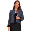 Allegra K Donna Cappotto da Giacca Casual A Maniche Lunghe con Colletto alla Coreana in Tweed Blu S