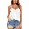 VIDUSSA Canotta da donna in raso con scollo a V, in seta, senza maniche, bianco, M