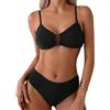 DURINM Costumi da Bagno Donna Push Up Imbottito Reggiseno Scollo a V Due Pezzi Bikini Set Sexy Vintage Swimwear Elegante set perizoma bikini costume da bagno push up con triangolo coppa spaghetti due pezzi