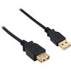 Inline Cavo InLine USB 2.0 Type A, M/F pin dorati, 1m nero [34610S]