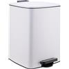 Relaxdays Cestino da cucina, 20 litri, chiusura automatica, secchiello interno estraibile, metallo opaco, cestino angolare a pedale, bianco