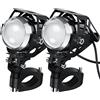 PROZOR 2PZ Luci Anteriori per Moto con Interruttore 15W 3000LM U5 LED Spotlight Faro per Motocicletta Lampada Antinebbia con Interruttore Universale 3-Pulsante