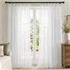 Deconovo Tende per Interni Eleganti in Voile Effetto Lino con Fettuccia - 2 Pezzi Trasparenti Morbidi, Filtrano la Luce Naturale, 140x225 cm, Ideali per Soggiorno e Camera da Letto, Bianche