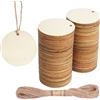 DLUSZERT 120 dischi di legno rotondi da 50 mm per fai da te con foro, ciondolo in legno bianco, rotondi, cerchi in legno con foro, dischi in legno naturale incompiuti per fai da te, decorazioni per