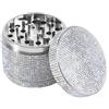 Sytranrein Macinino per Erbe in Alluminio - Macinino a Diamante da 50mm per Erbe Secche e Spezie, Macinino in Metallo a 4 Parti con Raccoglitore di Polline (Argento)