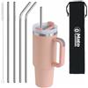 Mato London Stanley Cup - Cannucce di ricambio da 10 mm x 315 mm, in acciaio inossidabile, compatibili con Stanley 2.0 e Quencher | Cannucce lunghe riutilizzabili in metallo con sacchetto e spazzola per la