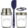 Kilner Set per pasta madre con 2 barattoli di vetro, coperchio dosatore, spatola e ricettario perfetto per pane fatto in casa, pancake, pizza e naan