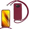 SLWYF Custodia per Xiaomi Poco X3 NFC/Poco X3/Poco X3 Pro Cover con Cordino, Silicone Antiurto TPU Morbido Corda Collana Necklace Regolabile Stylish con Catena Ultra Sottile Cover Case, Rosso