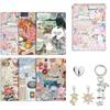 LuminCross Set Accessori Decorativi per Kindle Paperwhite 11ª/12ª Generazione, 6 Inserti in Carta Illustrata, 2 Tappi Antipolvere USB-C con Charms e 1 Portachiavi Pendente Rosa, Regalo per Amanti della Lettura