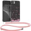 kwmobile Custodia Compatibile con Xiaomi Redmi Note 11 Pro+ 5G / Note 11 Pro Plus 5G Cover - Back Case in Silicone TPU - Protezione Smartphone con Cordino - rosa/marrone scuro/trasparente