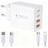 WZ Caricatore USB C con Cavo USB C e Cavo iPhone, 4 Porte Ricarica Rapida 2 USB-C PD + 2 USB-A, Multipresa USB per iPhone 17/16/15/14 Samsung Galaxy S25/S24 iPad