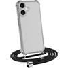 MyGadget Cover con Cordino compatibile con Apple iPhone 16 - Custodia con Corda - Case Trasparente Antiurto con Laccio/Tracolla - Practical Stylish - Nero