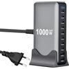 LIDOUYA 1000W Caricatore USB Multiplo - 10 Porte (8 USB-C + 2 USB-A) con Ricarica Rapida, Stazione di Ricarica Compatta per Multi Dispositivi, Compatibile con MacBook, iPad, iPhone 16/15/14, Galaxy S22/S20