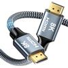 CABNEER Cavo HDMI 2.1 8K 2,5m, HDMI Cavo Alta Velocità 48Gbps 8K 60Hz 4K 120Hz HDCP 2.2/2.3 eARC HDR Commenti con HDTV, Laptop ecc