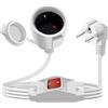YINGAYOU Cavo Prolungatore Schuko con interruttore 16A 250V Prolunga Schuko Corta con Interruttore 90 Gradi Impermeabile, 2AC IP44, Adatta per Ambienti Interni o Esterni (Bianco, 1.5 m)