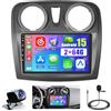 Hikity 2+64G Android Autoradio per Renault Dacia Sandero 2014-2017, CarPlay/Android Auto Senza Fili, 9 Pollici Schermo Tattile Bluetooth Stereo, Navigazione GPS, FM RDS Radio, WiFi, Telecamera Posteriore